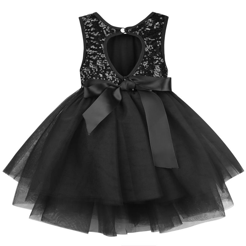 AGQT Toddler Girls Birthday Tutu Dress Sequin Tulle Soft Lined Formal Princess Dresses for Party Wedding Black 3-4 Years - Image 1